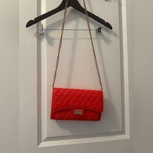 Chic Orange Quilted Chain Bag